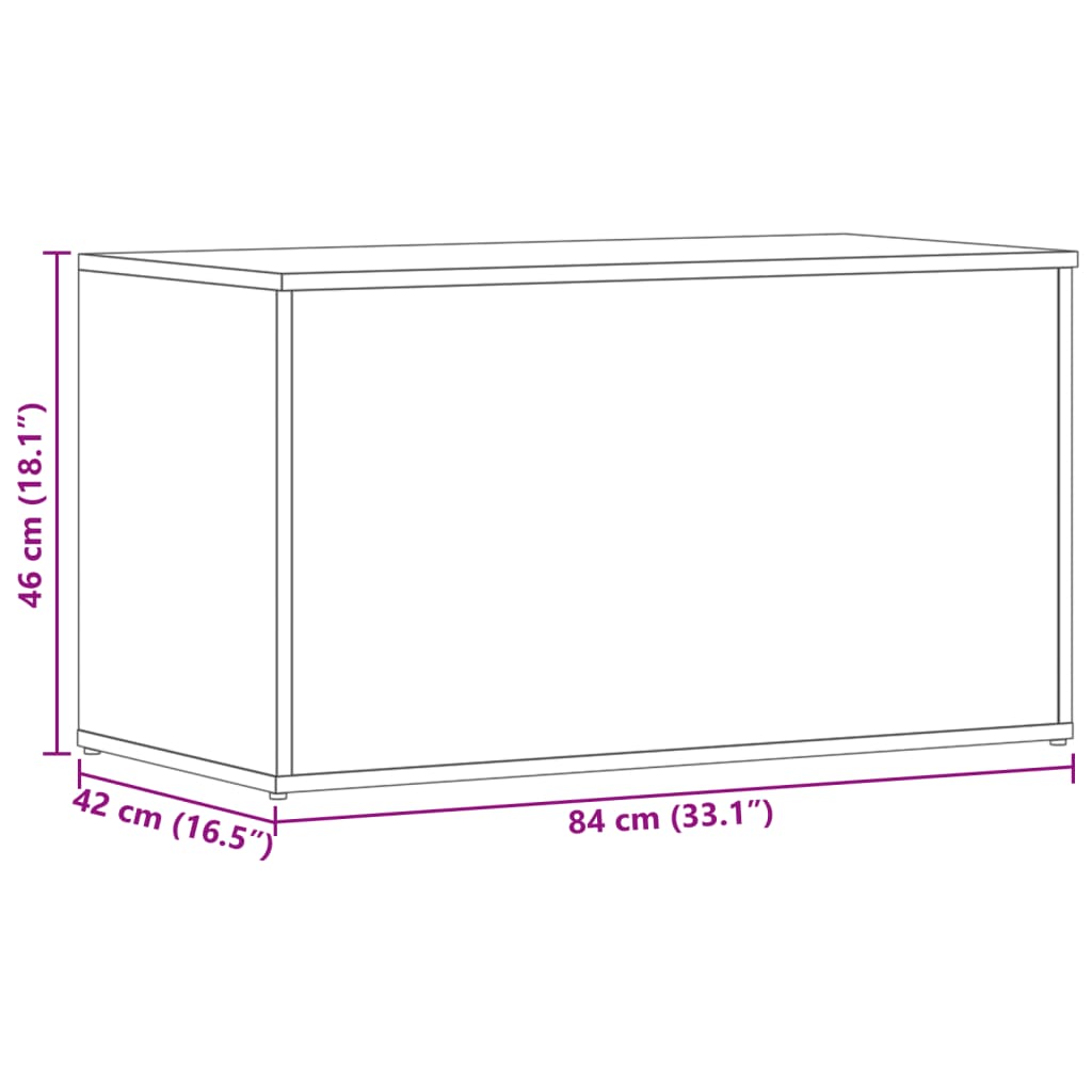 Storage Chest Concrete Grey 84 X 42 X 46 Cm Wood Based Material