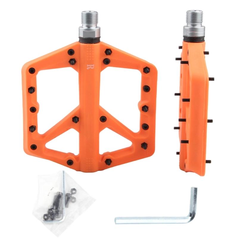 

Педали для велосипеда с резьбой 9/16 дюйма, герметичный подшипник, пылезащитные педали для горных велосипедов, нескользящая широкая платформа, подножка оранжевый