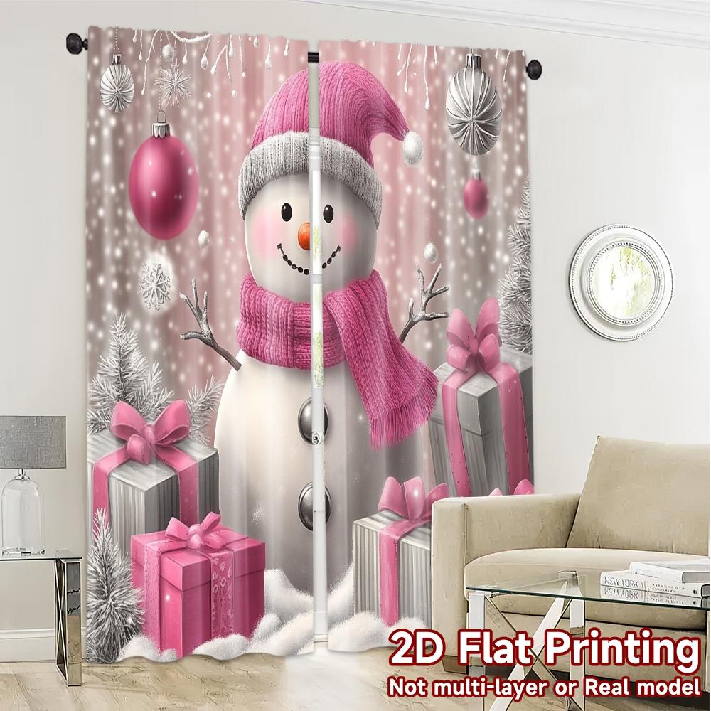 2pcs,Curtains Cute Snowman Gifts Christmas (2) Pattern Modern Curtains Versatile Fabric Curtains All Seasons Suitable for