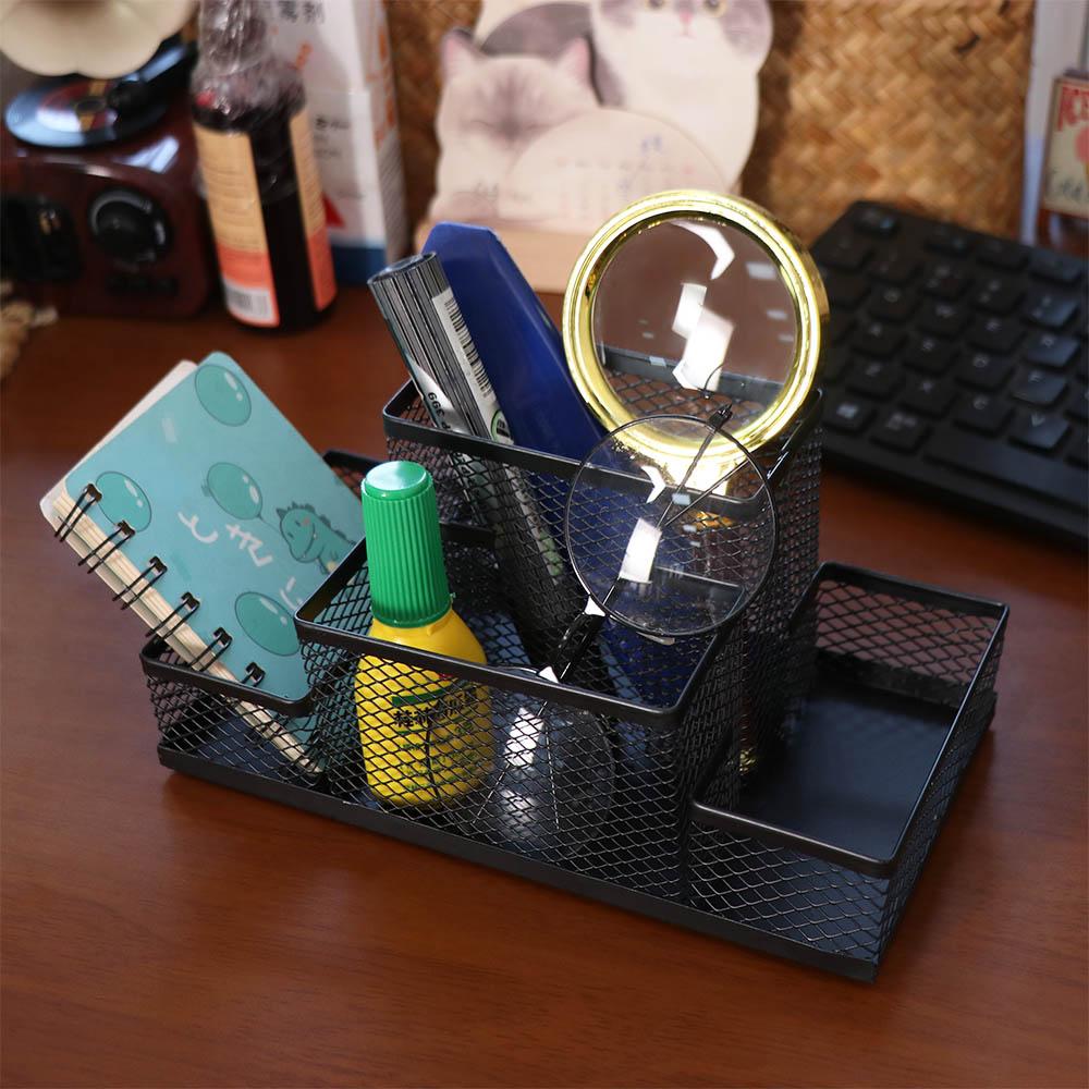 Mesh Design Pen Holder Metal Desk Stationery Organizer Office Accessories Pencil Storage Box Gift