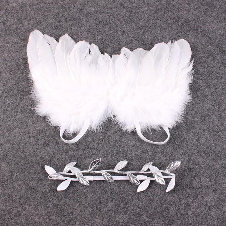 [Zixui] Angel Set with Angel Wings and Hairband for Babies, Newborns, and Half Birthdays, Sleeping Photo Art