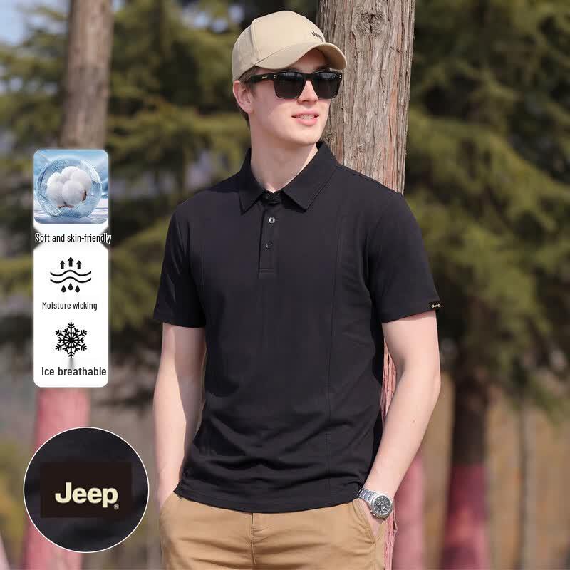 JEEP Men s Casual Knitted Polo Shirt 3XL чёрный