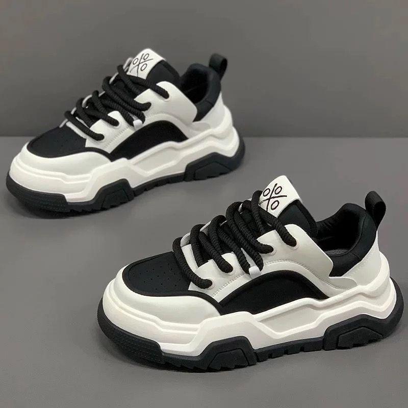 2025 Spring Men's Breathable White Trendy Thick Sole Skate & Casual Dad Shoes