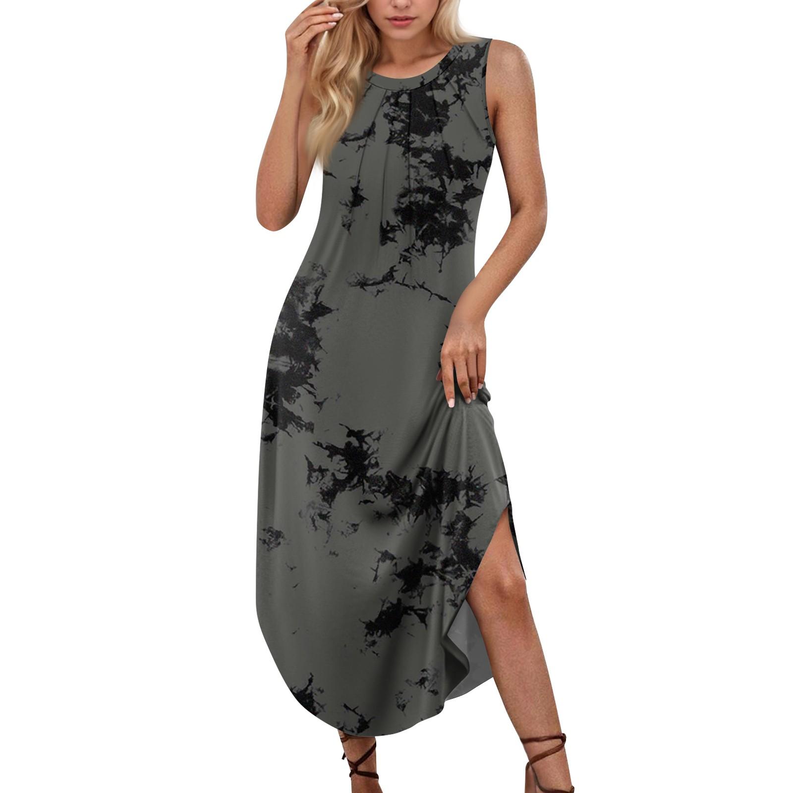 

Женские летние повседневные платья без рукавов с принтом и U-образным вырезом S