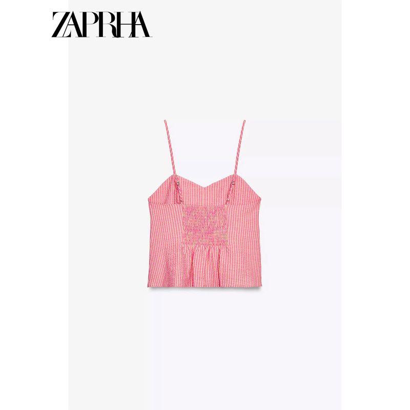 Zaprha2025 New Arrival French Sexy Sweet Sexy Bowknot Decoration Stripes V-neck Strap Tops Female 3564108