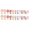 24Pcs Summer Long Almond Press On Nails Hawaiian Dopamine Flower Design Colorful French Y2k Fake Nails