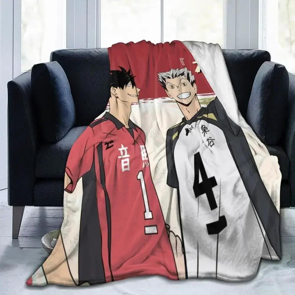 Warm Soft Blanket Travel Office Kuroo And Bokuto Throw Blanket Volleyball Red Flannel Bedspread Couch Bed Funny Sofa Bed Cover