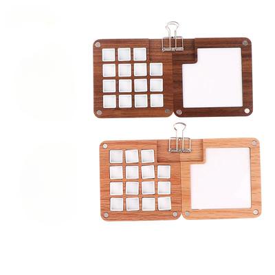 Leere Aquarellpalette aus Holz im Ins-Stil, tragbarer Mini-Aquarell-/Acrylfarbkasten, quadratisches Tablett, Kunstmalerei-Zubehör