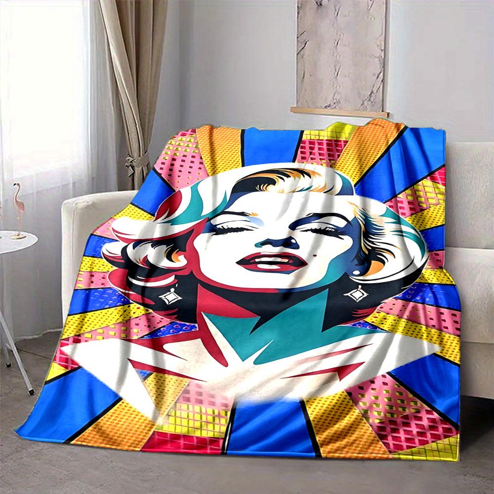 1pc Pop Art Marilyn Monroe Blanket Lightweight Flannel Blanket Throw Blanket For Sofa, Bed, Travel, Camping, Livingroom, Office, Couch