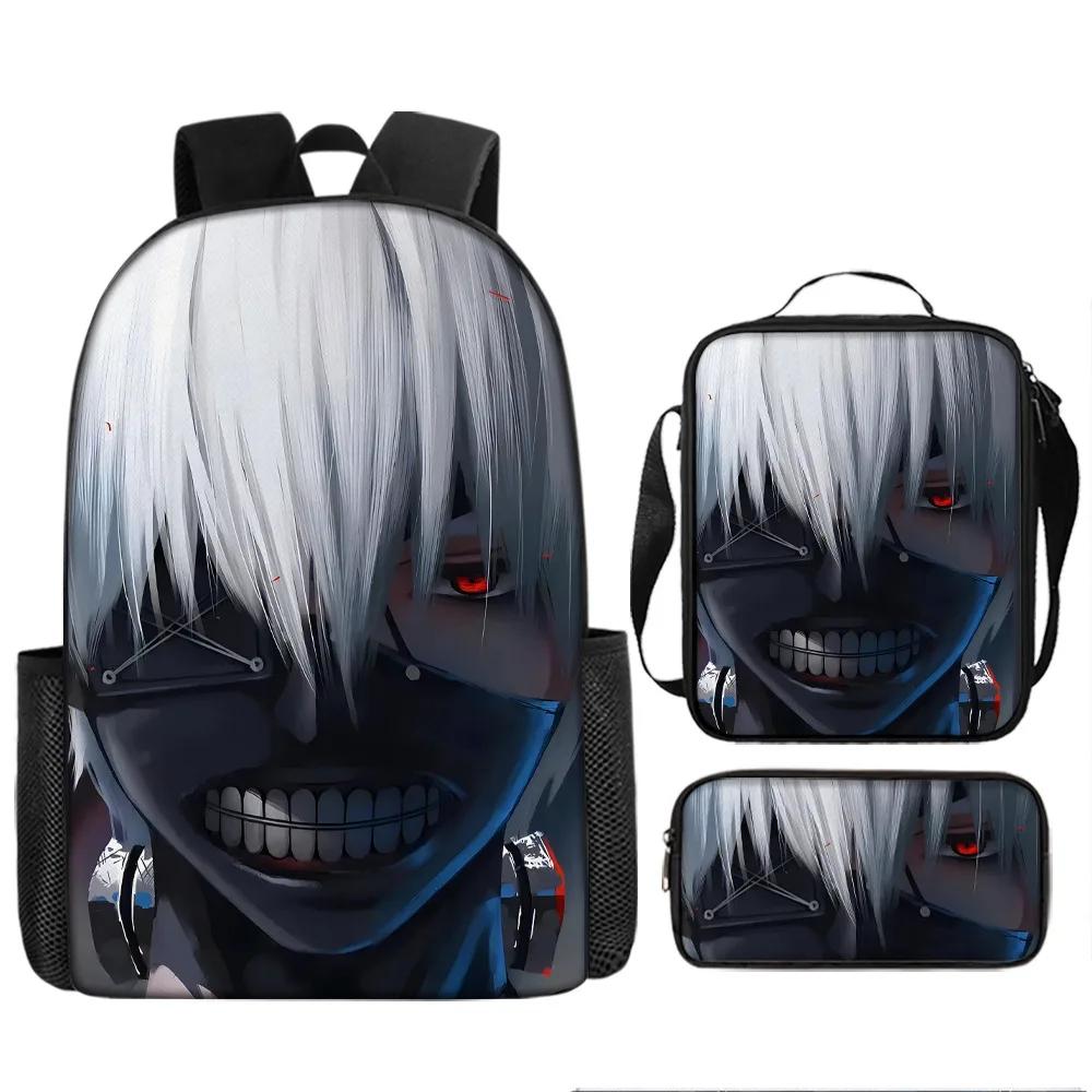 Tokyo Ghoul 3pcs Set Backpack Schoolbag with Shoulder Bag Pencil Case Set Gift for Kids Students