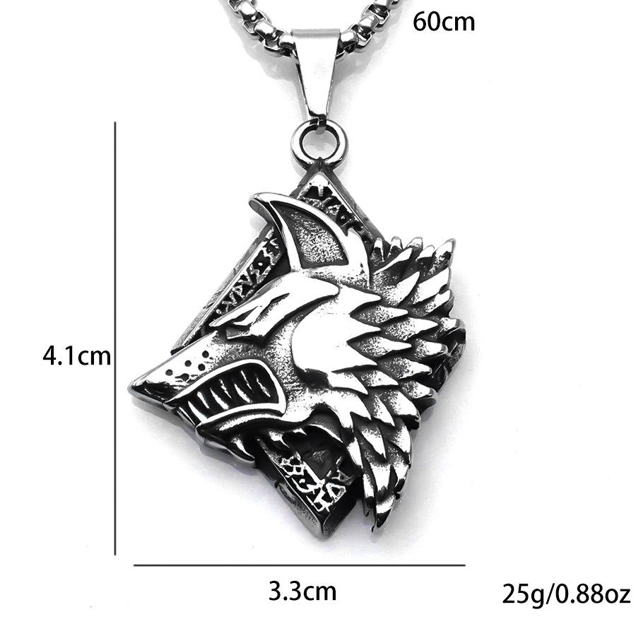Necklace Wolf Head Retro Punk Men Viking Wolf Fashion Hip Hop Pendant