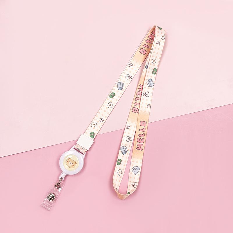 Cartoon Teleskopische Leichtziehbare Schnalle Lanyard Studenten Anti-Verlust Kartenhalter Halsband Langes Seil Arbeits Namensschild Namensschild Lanyard