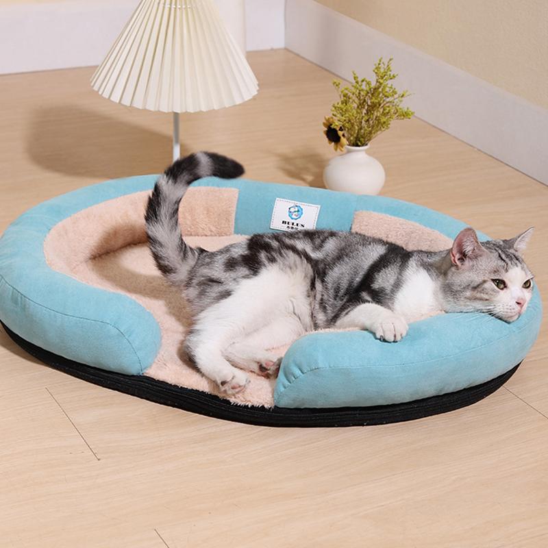 Pet House Bed Four Seasons Cat Dog Bed Warm Removable Cover Washable Pet Shelter Oval Opening Pet Nest Indoor Outdoor Pet Mat