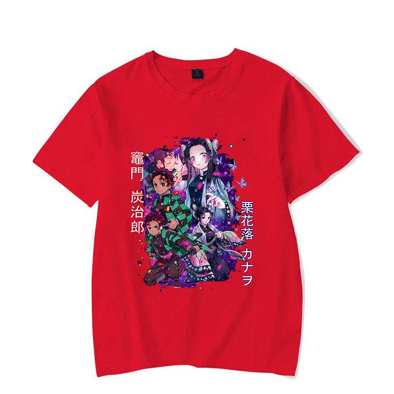 New Fashion Kamado Tanjirou Tsuyuri Kanao Print T-Shirt Casual Short Sleeve Anime Graphic Tee Shirt Unisex Loose Harajuku Shirts