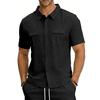 Cotton Linen Shirt Men Pocket Casual Beach Short Sleeve Solid Color Male Tops T-shirts Vintage Streetwear Comfort Casual Shirts