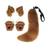 Faux Ears and Tail Set Ear Headband Costume Cosplay Animals Ears and Tail for Mardi Gras Kids Adults Stage Shows Carnival Easter