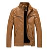 Men's Trendy Leather Stand Collar Motorcycle Jacket for Autumn and Winter
