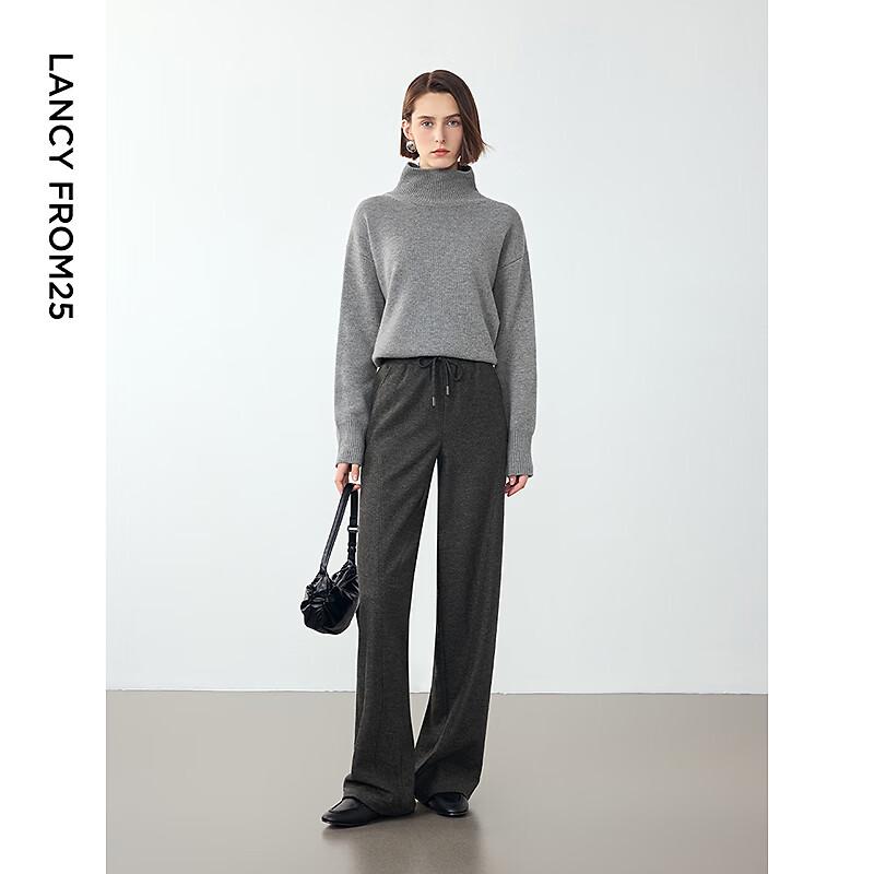 Langzi Women's 100% Wool Wide-Leg Knit Trousers
