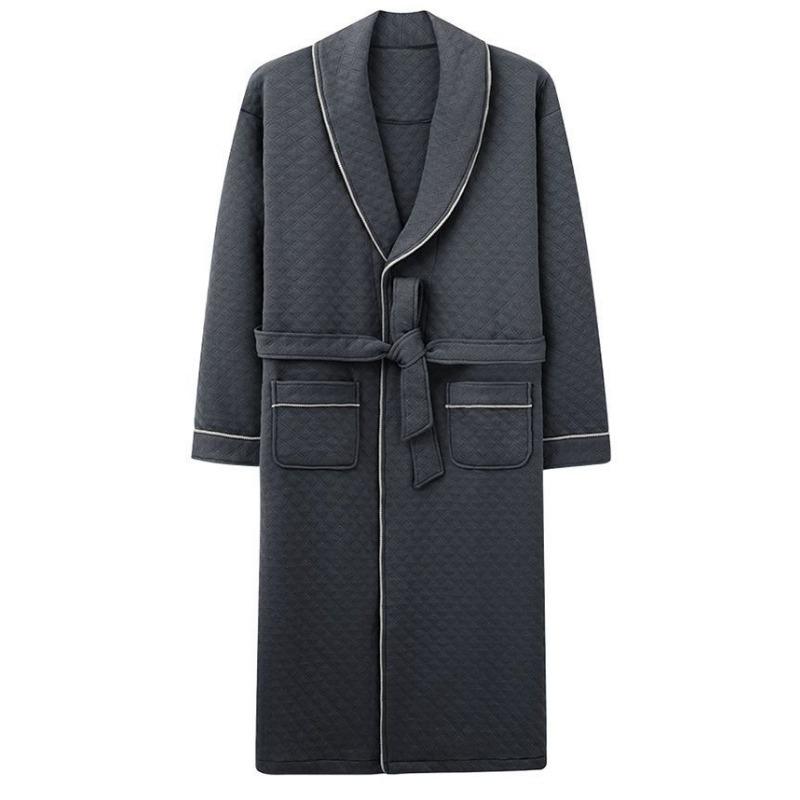 Nieuwe Herenpyjama Herfst Winter Verdikt Lucht Katoen Sandwich Badjas Lente Puur Katoen Dunne Sandwich Geïntegreerde Homewear