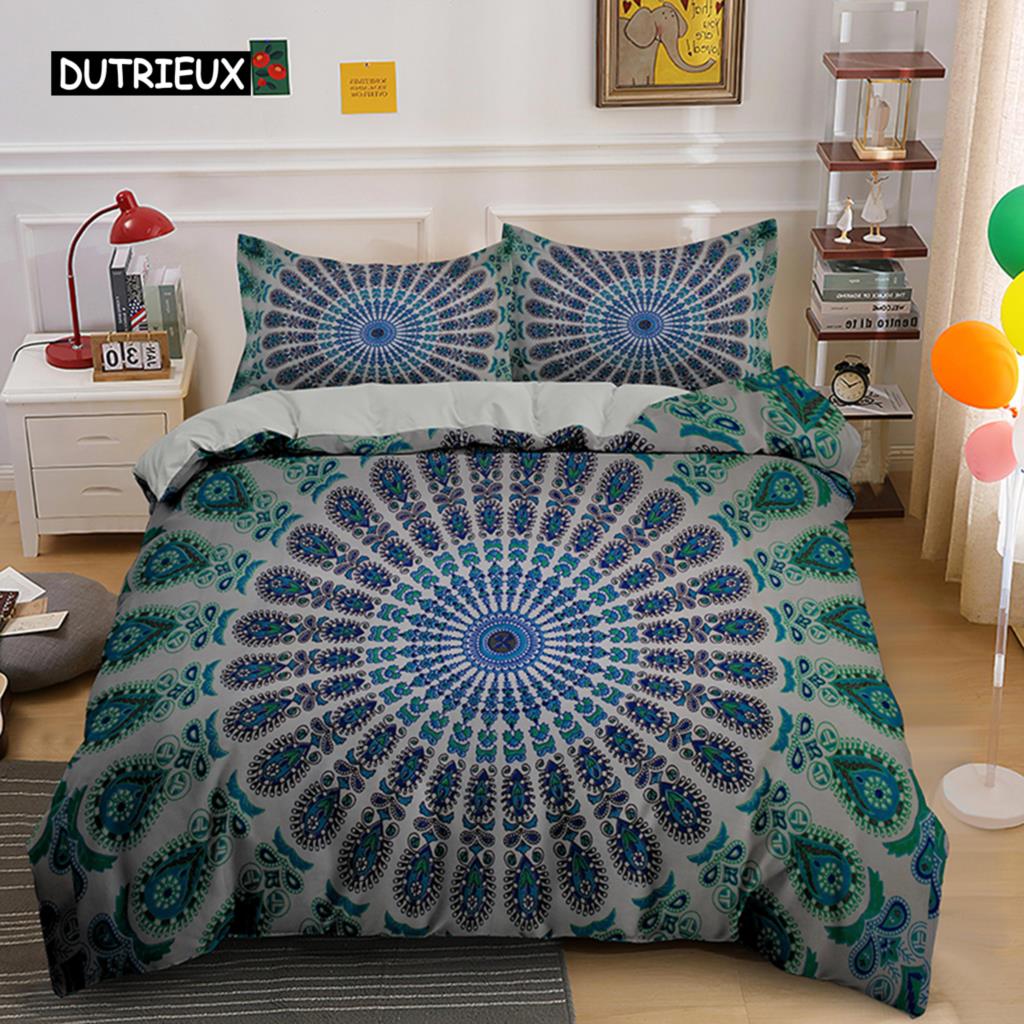 

Комплект постельного белья «Мандала», комплект постельного белья «King», мягкий пододеяльник с 1/2 наволочками для детей и взрослых, пододеяльник из микрофибры EU single(135x200cm)