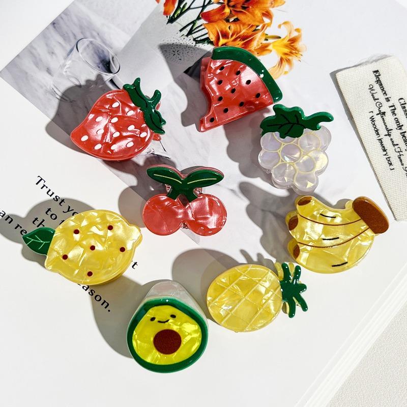 Strawberry and Cherry Fruit Accessory Hair Clip Sweet Girl's Half-ponytail Grab Clip Mini Small Hair Accessory