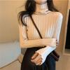 Women's Soft Waxy Core-Spun Yarn High Collar Knit Sweater for Autumn/Winter 2025