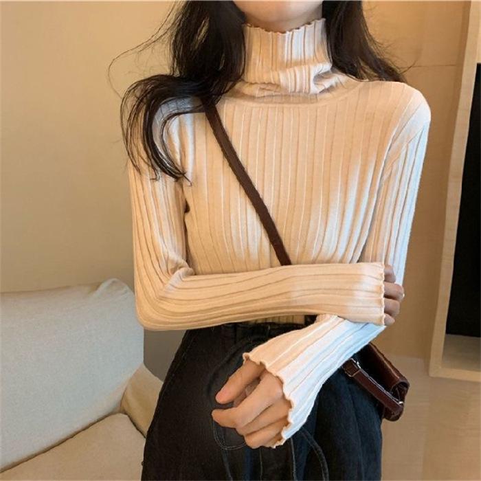 Women's Soft Waxy Core-Spun Yarn High Collar Knit Sweater for Autumn/Winter 2025