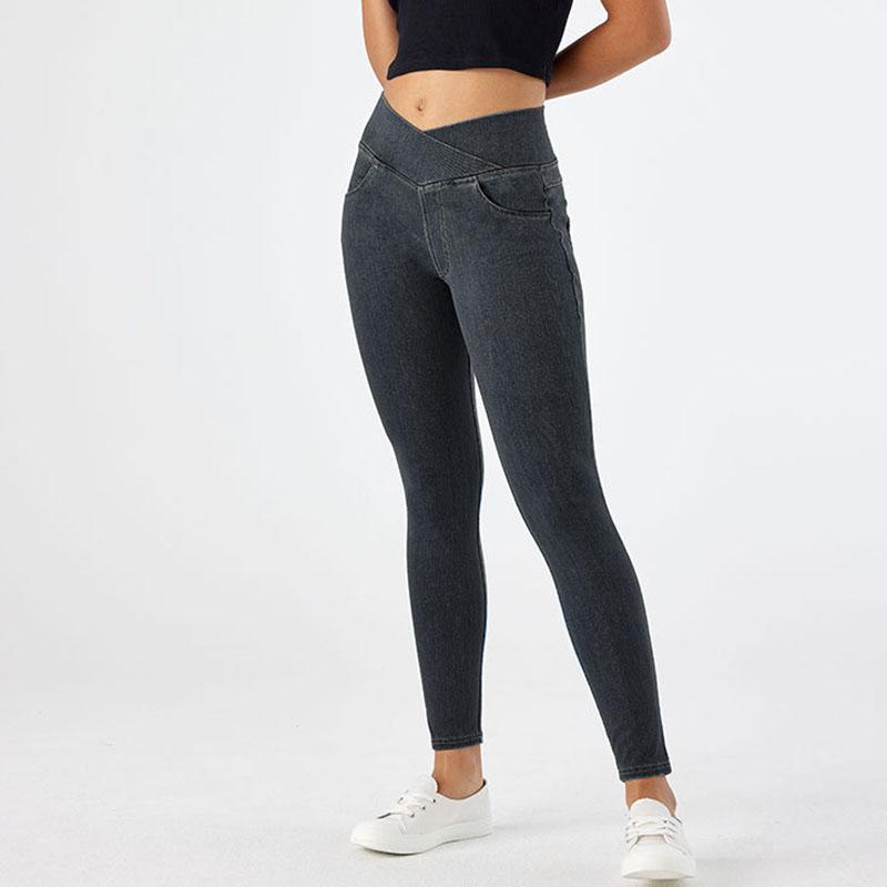 Schlanke High-Waist Yoga-Jeans Damen sexy lässig Hochelastische Denimhose Damen