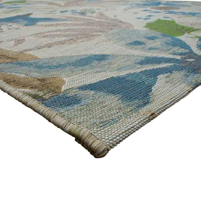 Tapis salon fleurs bleu multicolore 123x180