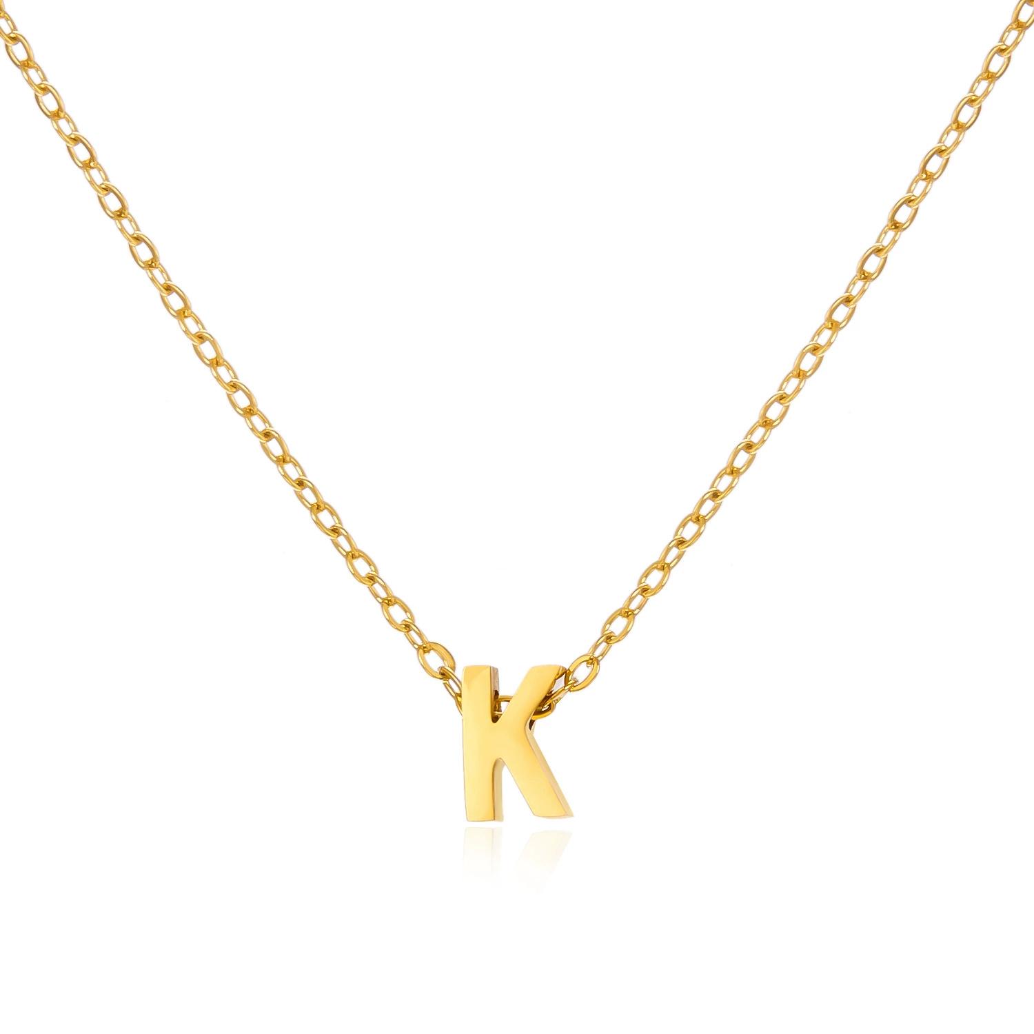 

Нержавеющая сталь инициал ожерелье золотой цвет ограненные буквы один имя колье ожерелье для женщин кулон ювелирные изделия подарок Gold