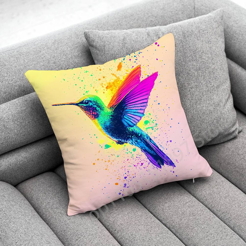 Colorful Bird Hummingbird Throw Pillow Case For 50x50cm 30x30cm 55x55cm 45x45cm 40x40cm Square Bed Pillowcase Cover
