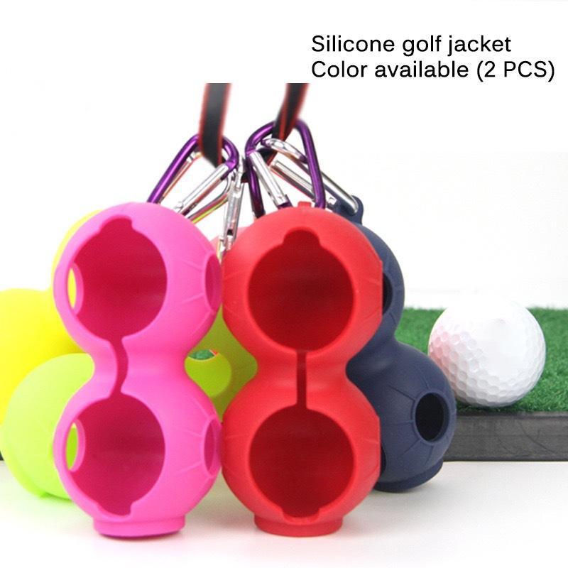 Silikonový držák na golfové míčky s karabinovým klipem Přenosný 2 míčky Úložný ochranný rukáv pro golfový sport Tréninkový doplněk