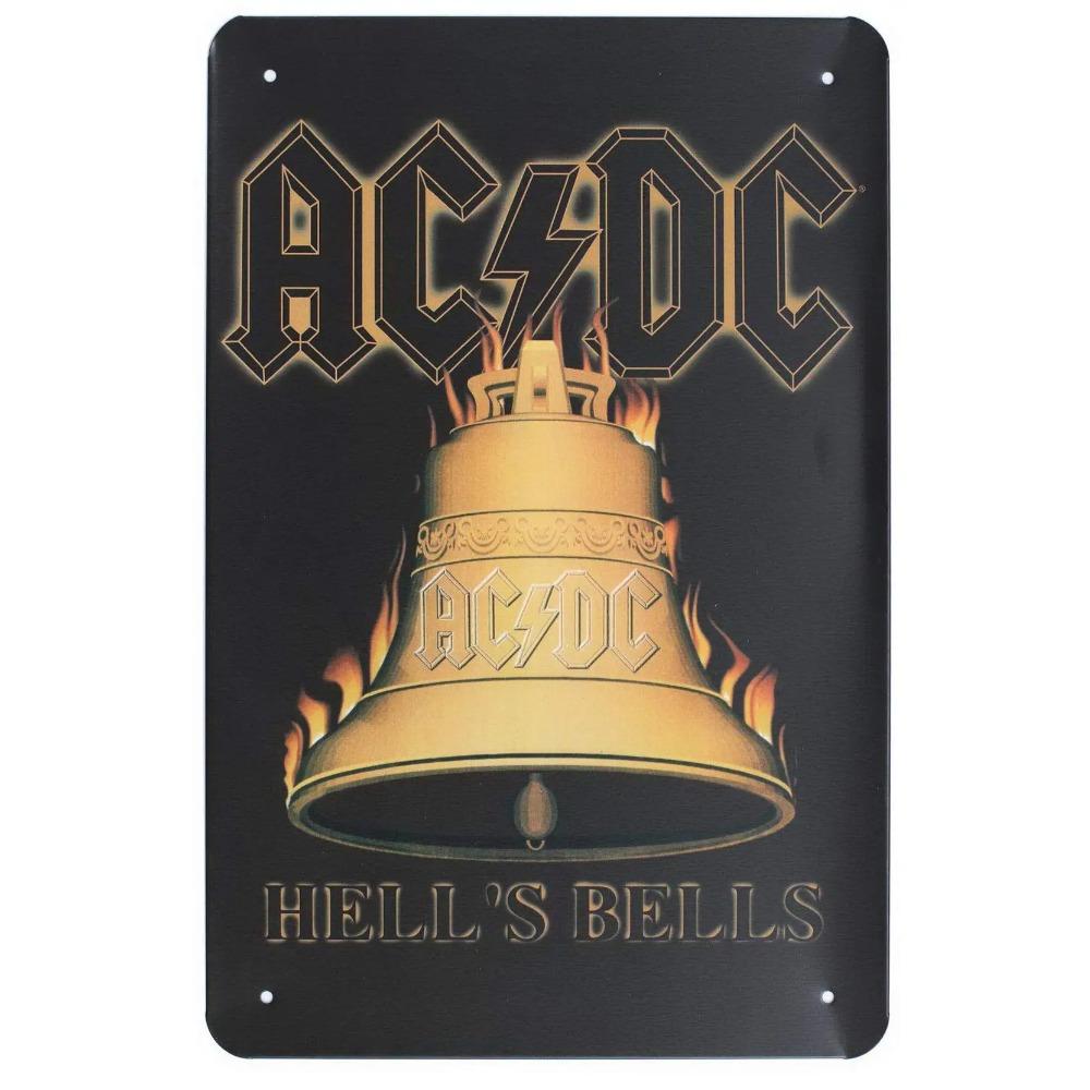 ACDCBellSign AC/DC Hell's Bells Metal Tin Sign - 20x30cm/8x12" Vintage Wall Decor, Home Decor Art for Fans