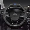 For Ford Mondeo Focus Raptor Puma Edge Explorer Ecosport Ranger F150 Kuga Car AntiSlip Carbon Fiber Leather Steering Wheel Cover UR1
