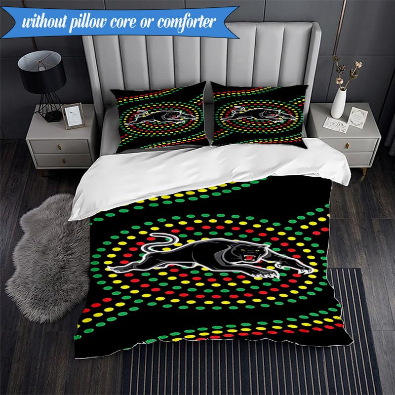 3PCS Panther Panthers Spirit Bedding Set 2D Printing (Includes 1 Duvet Cover + 2 Pillowcases Coreless), Bedroom decor,Fan Gift