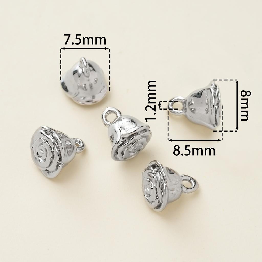 2PiecePack 14/18K Gold Color Plated Rose Flower Charms Pendants for DIY Bracelet Necklace Jewelry Making Accessories