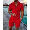 Men Casual Printed Turn Down Collar Short Sleeve Polo Shirt And Shorts Set