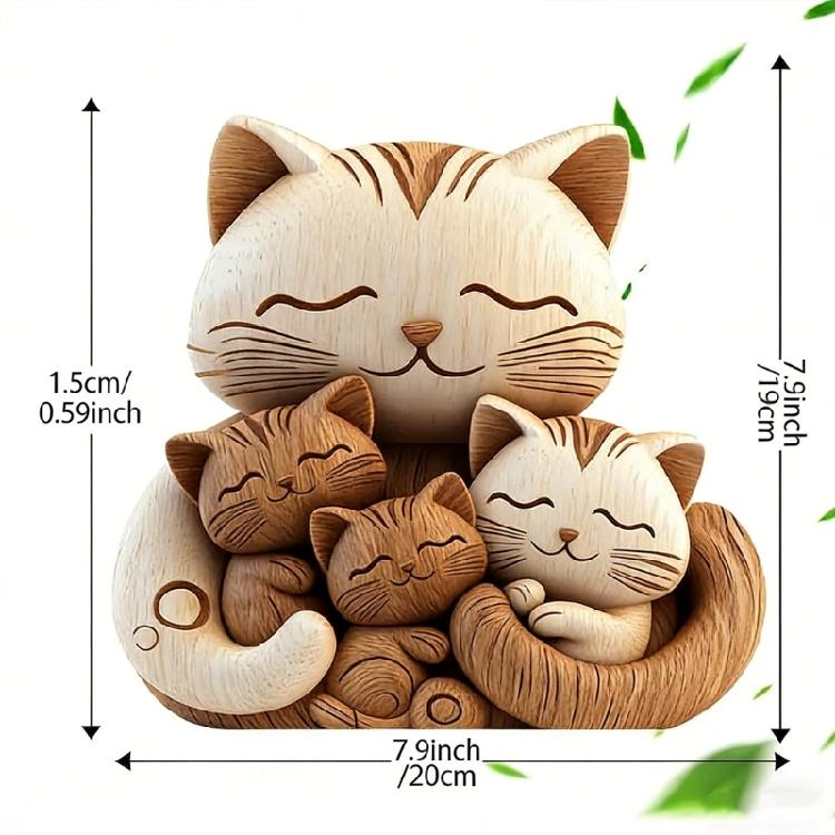 Carved Wooden Cats/Dog Figurines Table Ornament Cats/Dog Statue Sculptures Collectibles Home Decors Art Carving Work