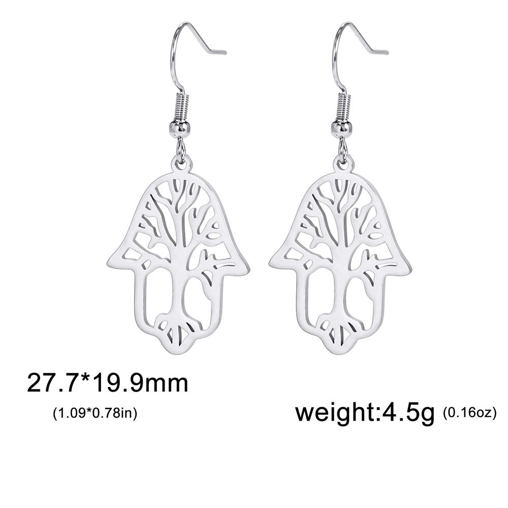 Dawapara Hamsa Hand Dangle Earrings Filigree Evil Eye Fatima Hand Evil Eye Pendant Stainless Steel Je Jewelry