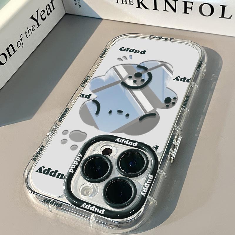 Cartoon Cute and Fun Puppy Mirror for Huawei Cream Case for Oppo for Apple 15 New for IPhone