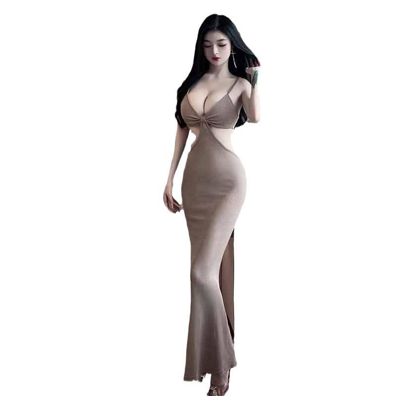 Women's clothing sexy style careful machine hollow backless slim dress
