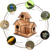 Large Outdoor Three-Hole Bird House, Suitable for Bluebirds, Sparrows, Red-Breasted Nuthatches Modern Hanging Bird Feeder A Box, Wooden Structure