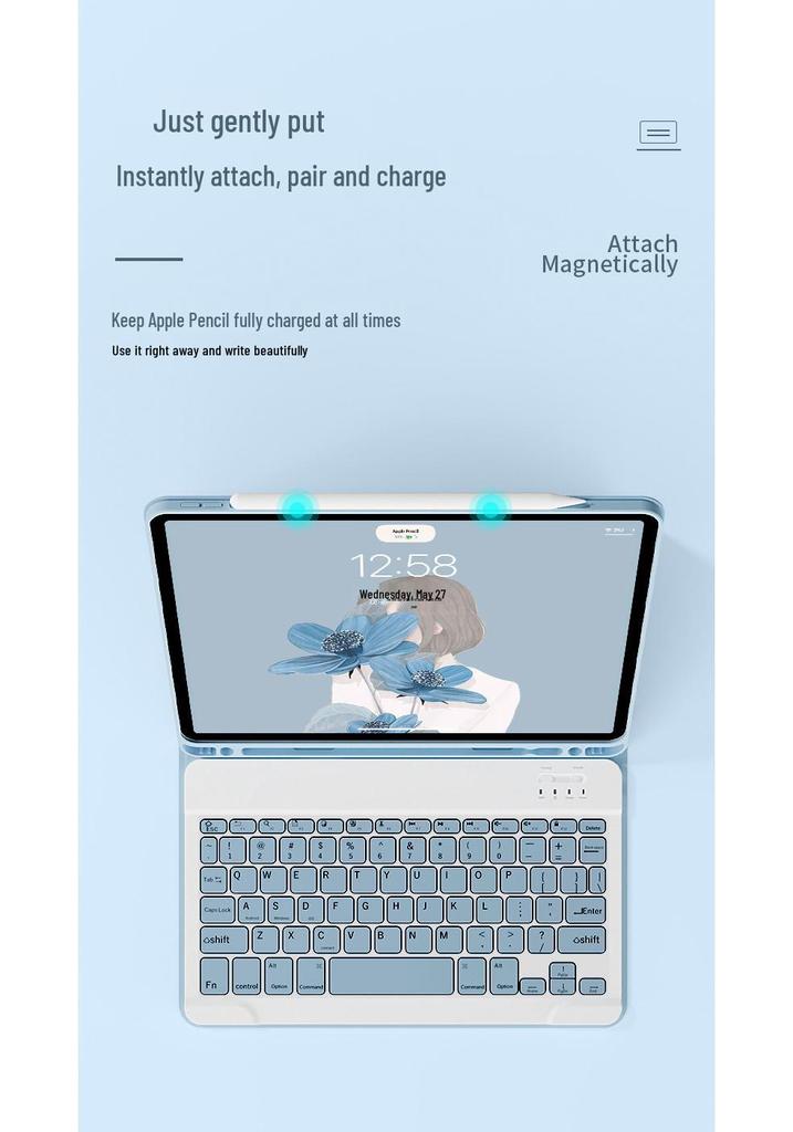 11th Gen iPad Wireless Bluetooth Keyboard & Protective Leather Case for Apple M5 2025, Air 13-inch Tablet.