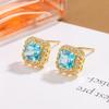 Pinkdudu Sugar Cube Yellow Diamond Stud Earrings Sparkling Light Luxury High-End Earrings Elegant PD2518