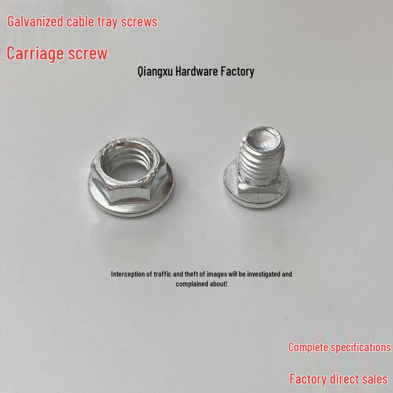 M8 Galvanized Flat Head Carriage Screw for Cable Tray and Trunking