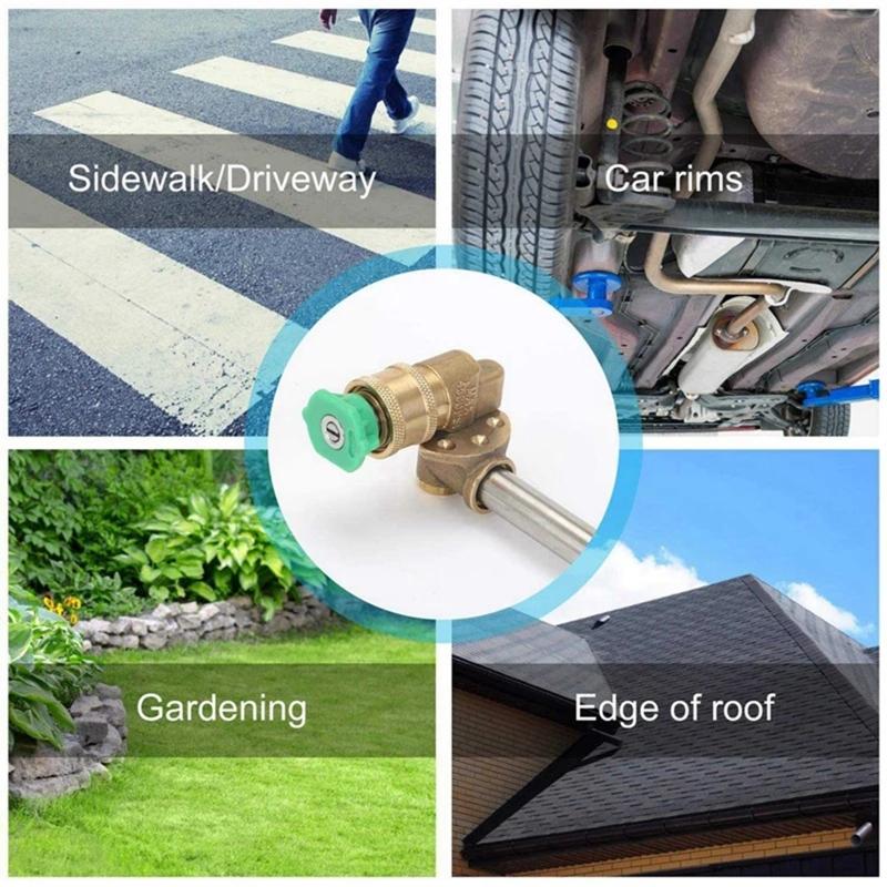 Pressure Washer Extension Wand Stainless Steel Spray Rod With 5 Nozzles Coupler Extension Rod Replacement