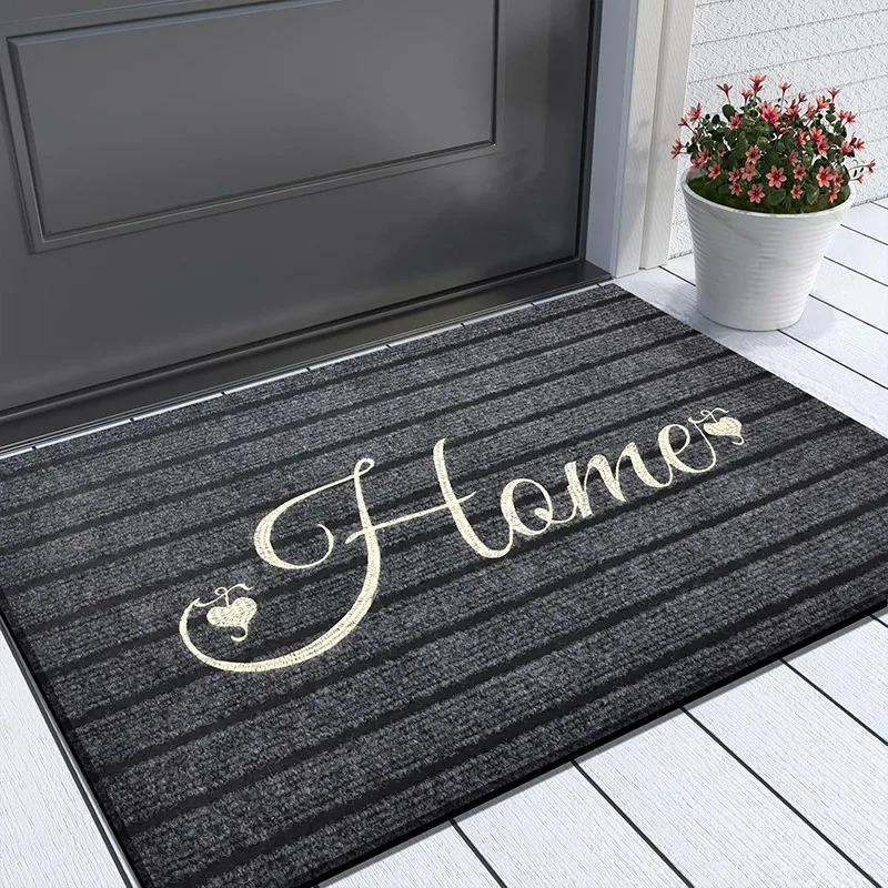 Minimalist Doormat Black Steady Style Non-slip Cushioned Entrance Mat, Machine Washable, Practical for Dust Prevention Mat