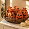 Halloween Candy Bags 5Pcs Burlap Drawstring Bags Treat Pouch for Party Favor Bulk Gift Rustic Goodie Trick or Reusable Packaging Decorative