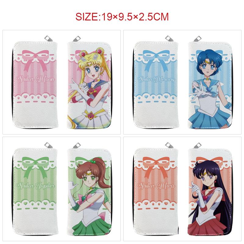 Sailor Moon Long Zip Wallet PU Leather Full Color Anime Print Luna Tsukino Usagi Clutch Purse Card Holder for Women