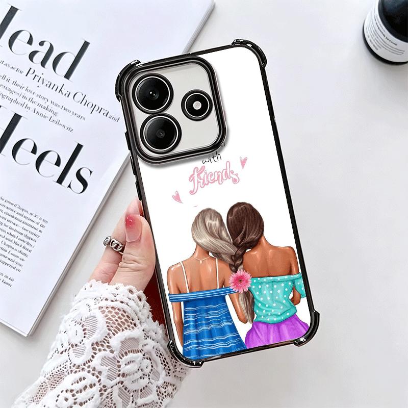Best Friends Forever Girls Plating Phone Case For Xiaomi Redmi Note 14 15 Pro Plus 13 12 11 11S 11T 10 9S 9 5G Anti-Fall Airabag